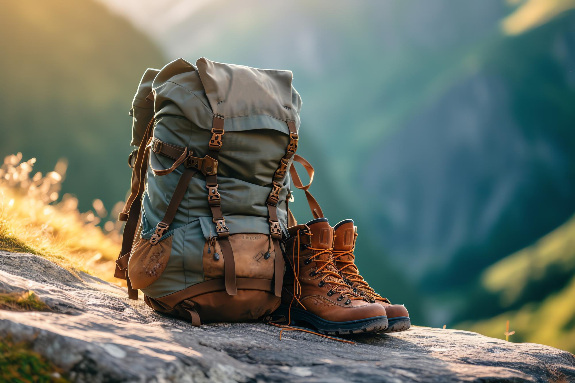 zaino-e-scarpe-da-trekking-simbolo-dell-escursionista-immagine-generata-dall-ia